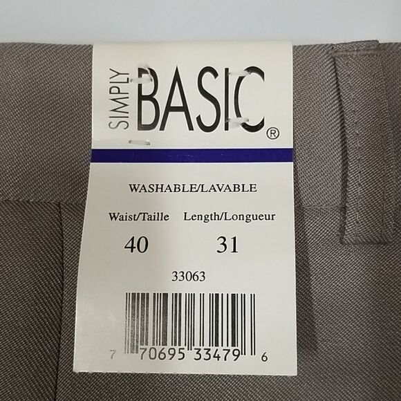 🎁5/$25 Simply Basic Pants Men's Size 40 Dress Tan Front and Rear Pockets NWT - Picture 6 of 10